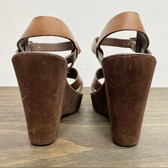 Kork-Ease brown leather platform wedge sandal 9 - Picture 7 of 12